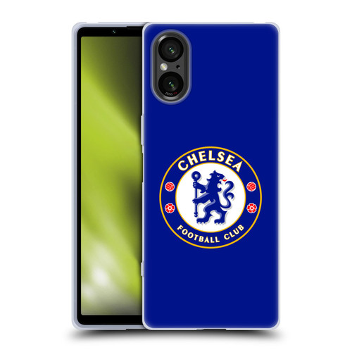 Chelsea Football Club Crest Plain Blue Soft Gel Case for Sony Xperia 5 V 5G