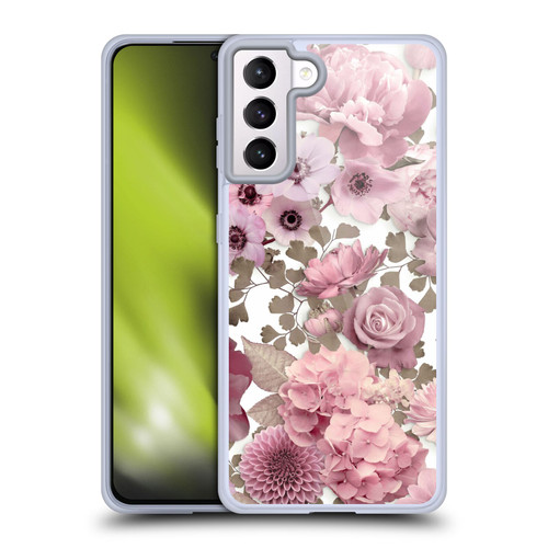 LebensArt Birds And Floral Pink Flower Pattern Kopie Soft Gel Case for Samsung Galaxy S21+ 5G