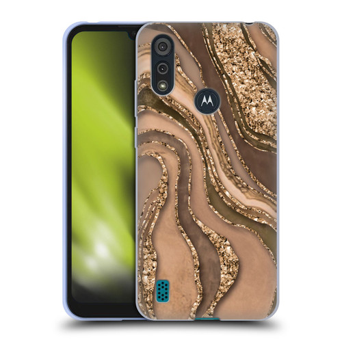 LebensArt Glamour Patterns Crystal Marble Amber Soft Gel Case for Motorola Moto E6s (2020)