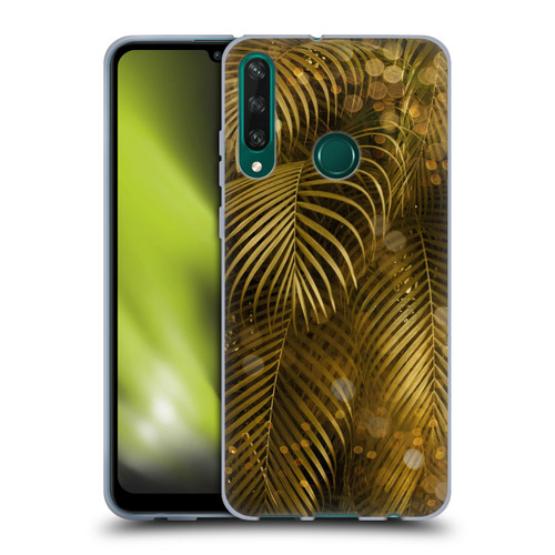 LebensArt Jungle Plants And Animals Golden Sparkle Palm Leaves Soft Gel Case for Huawei Y6p