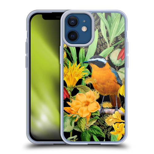 LebensArt Jungle Plants And Animals Orange Bird Elements Soft Gel Case for Apple iPhone 12 Mini