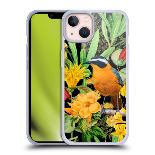 LebensArt Jungle Plants And Animals Orange Bird Elements Soft Gel Case for Apple iPhone 13