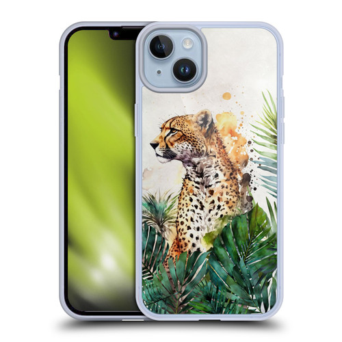 LebensArt Jungle Plants And Animals Cheetah Garden Soft Gel Case for Apple iPhone 14 Plus