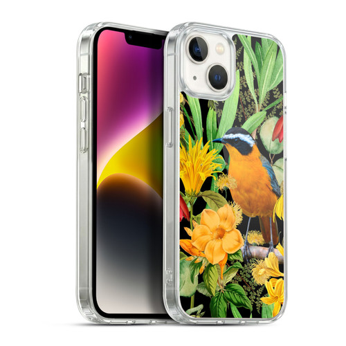 LebensArt Jungle Plants And Animals Orange Bird Elements Soft Gel Case for Apple iPhone 14 Plus & MagSafe
