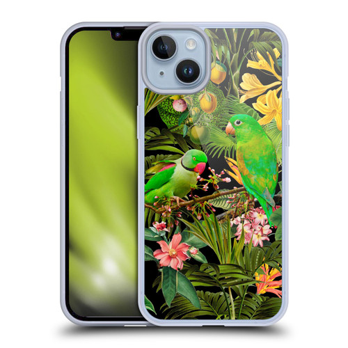 LebensArt Jungle Plants And Animals Parakeets Soft Gel Case for Apple iPhone 14 Plus