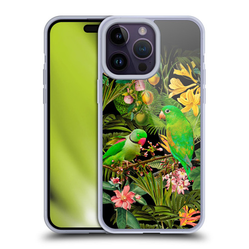 LebensArt Jungle Plants And Animals Parakeets Soft Gel Case for Apple iPhone 14 Pro Max