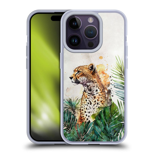 LebensArt Jungle Plants And Animals Cheetah Garden Soft Gel Case for Apple iPhone 14 Pro