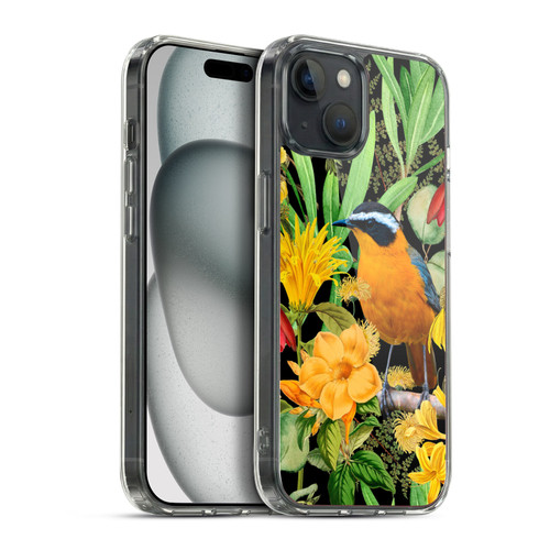 LebensArt Jungle Plants And Animals Orange Bird Elements Soft Gel Case for Apple iPhone 15 Plus & MagSafe