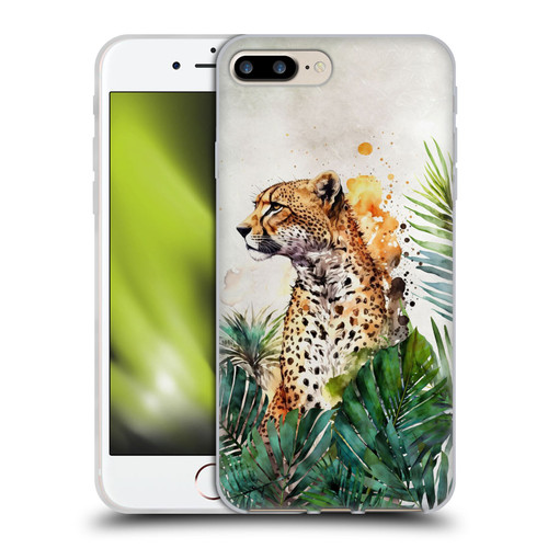 LebensArt Jungle Plants And Animals Cheetah Garden Soft Gel Case for Apple iPhone 7 Plus / iPhone 8 Plus