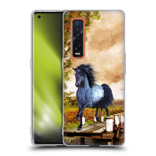 Simone Gatterwe Horses On The Lake Soft Gel Case for OPPO Find X2 Pro 5G