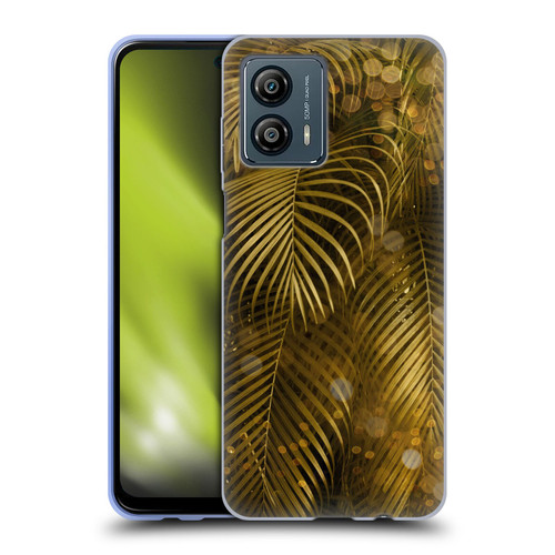 LebensArt Jungle Plants And Animals Golden Sparkle Palm Leaves Soft Gel Case for Motorola Moto G53 5G