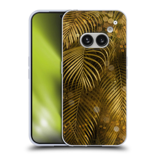 LebensArt Jungle Plants And Animals Golden Sparkle Palm Leaves Soft Gel Case for Nothing Phone (2a)