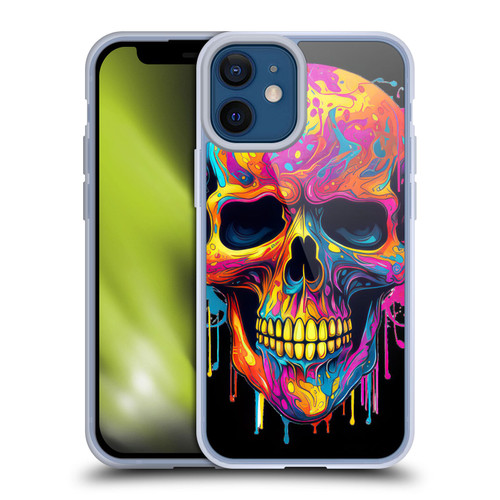 LebensArt Mix Art Rainbow Skull Soft Gel Case for Apple iPhone 12 Mini