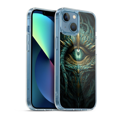 LebensArt Mix Art Teal Green Dragon Eye Soft Gel Case for Apple iPhone 13 Mini & MagSafe