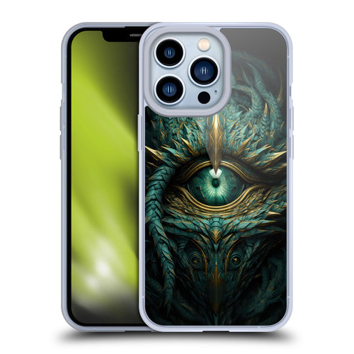 LebensArt Mix Art Teal Green Dragon Eye Soft Gel Case for Apple iPhone 13 Pro