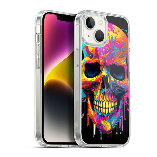 LebensArt Mix Art Rainbow Skull Soft Gel Case for Apple iPhone 14