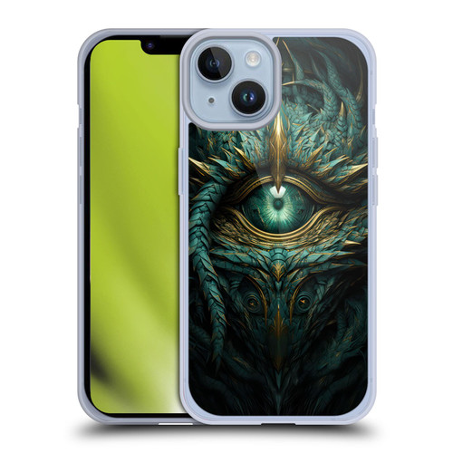 LebensArt Mix Art Teal Green Dragon Eye Soft Gel Case for Apple iPhone 14