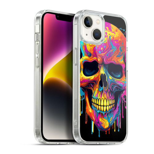 LebensArt Mix Art Rainbow Skull Soft Gel Case for Apple iPhone 14 Plus & MagSafe