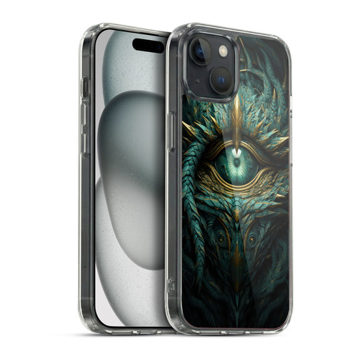 LebensArt Mix Art Teal Green Dragon Eye Soft Gel Case for Apple iPhone 15 Plus & MagSafe
