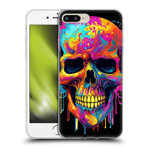 LebensArt Mix Art Rainbow Skull Soft Gel Case for Apple iPhone 7 Plus / iPhone 8 Plus