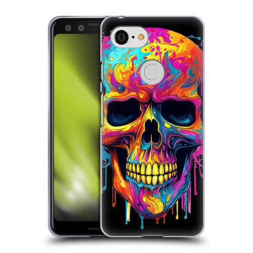 LebensArt Mix Art Rainbow Skull Soft Gel Case for Google Pixel 3