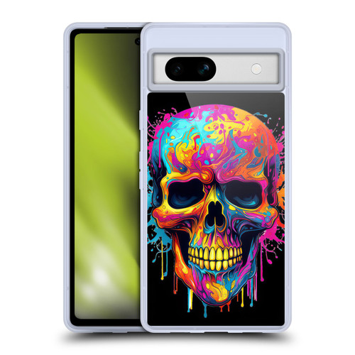 LebensArt Mix Art Rainbow Skull Soft Gel Case for Google Pixel 7a
