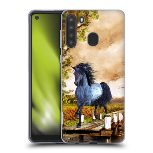 Simone Gatterwe Horses On The Lake Soft Gel Case for Samsung Galaxy A21 (2020)