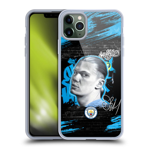 Manchester City Man City FC Graffiti Collection by Murwalls Erling Haaland Soft Gel Case for Apple iPhone 11 Pro Max