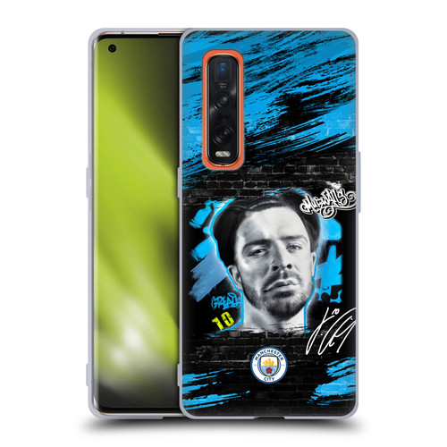 Manchester City Man City FC Graffiti Collection by Murwalls Jack Grealish Soft Gel Case for OPPO Find X2 Pro 5G