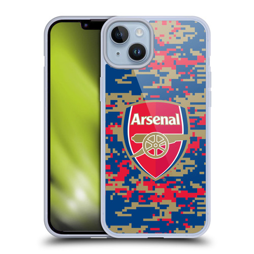 Arsenal FC Crest Patterns Digital Camouflage Soft Gel Case for Apple iPhone 14 Plus & MagSafe