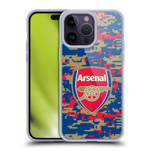 Arsenal FC Crest Patterns Digital Camouflage Soft Gel Case for Apple iPhone 14 Pro Max