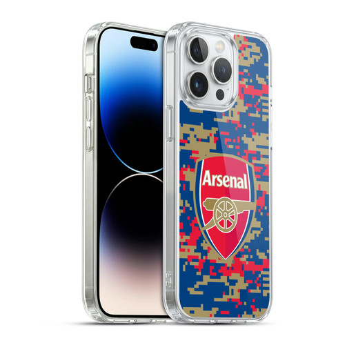 Arsenal FC Crest Patterns Digital Camouflage Soft Gel Case for Apple iPhone 14 Pro Max & MagSafe