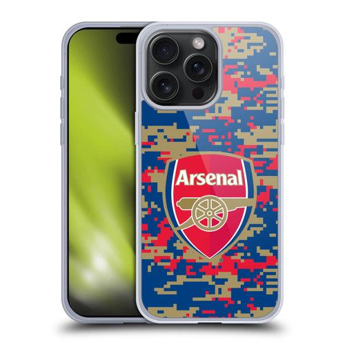 Arsenal FC Crest Patterns Digital Camouflage Soft Gel Case for Apple iPhone 15 Pro Max