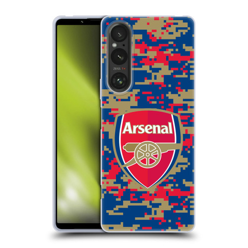 Arsenal FC Crest Patterns Digital Camouflage Soft Gel Case for Sony Xperia 1 V 5G