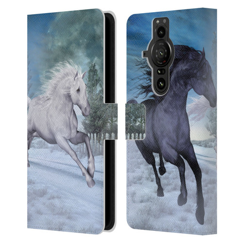 Simone Gatterwe Horses Freedom In The Snow Leather Book Wallet Case Cover For Sony Xperia Pro-I