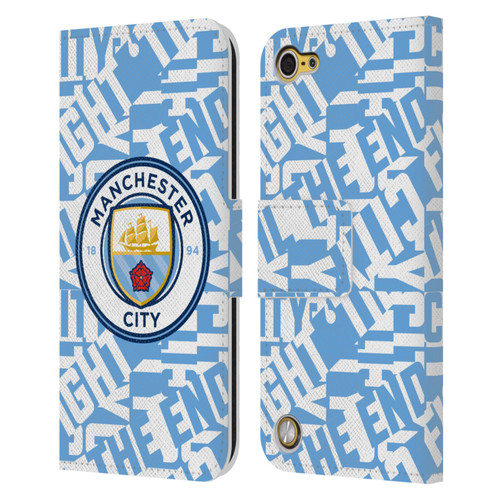 Manchester City Man City FC Graphics Sky Blue Pattern Fight Leather Book Wallet Case Cover For Apple iPod Touch 5G 5th Gen