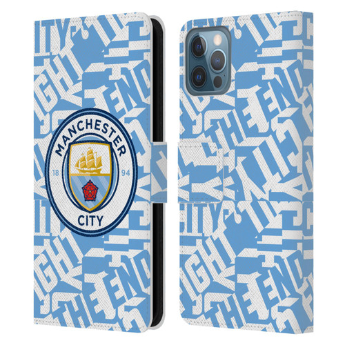 Manchester City Man City FC Graphics Sky Blue Pattern Fight Leather Book Wallet Case Cover For Apple iPhone 12 / iPhone 12 Pro