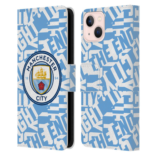 Manchester City Man City FC Graphics Sky Blue Pattern Fight Leather Book Wallet Case Cover For Apple iPhone 13