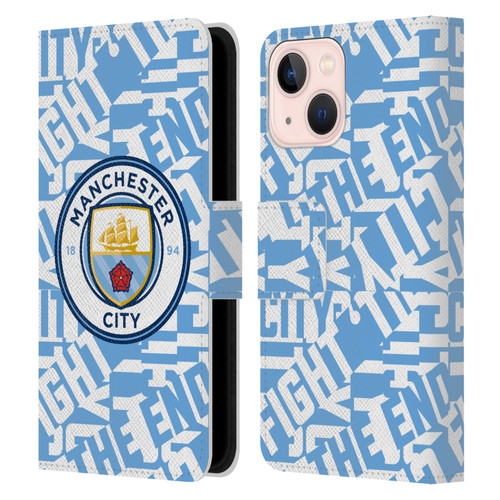 Manchester City Man City FC Graphics Sky Blue Pattern Fight Leather Book Wallet Case Cover For Apple iPhone 13 Mini