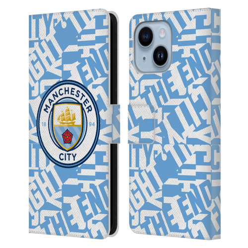 Manchester City Man City FC Graphics Sky Blue Pattern Fight Leather Book Wallet Case Cover For Apple iPhone 14 Plus