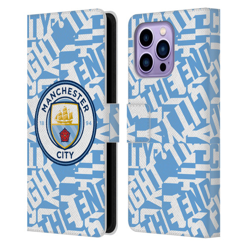 Manchester City Man City FC Graphics Sky Blue Pattern Fight Leather Book Wallet Case Cover For Apple iPhone 14 Pro Max