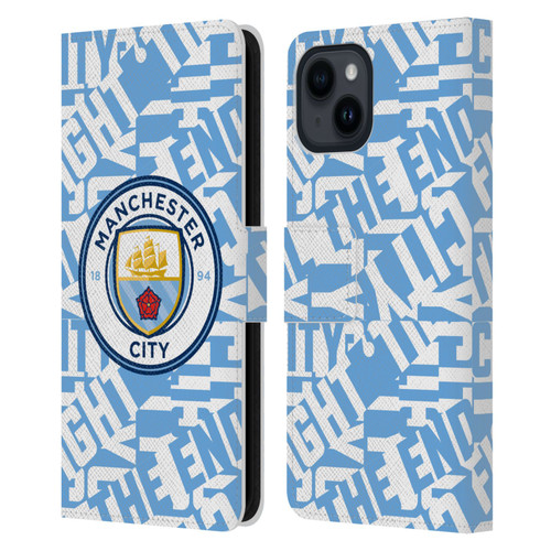 Manchester City Man City FC Graphics Sky Blue Pattern Fight Leather Book Wallet Case Cover For Apple iPhone 15