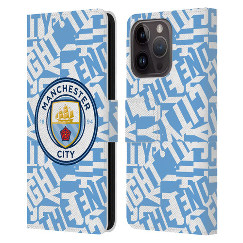 Manchester City Man City FC Graphics Sky Blue Pattern Fight Leather Book Wallet Case Cover For Apple iPhone 15 Pro