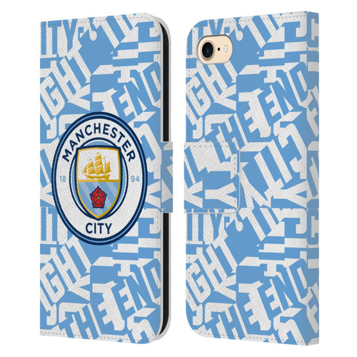 Manchester City Man City FC Graphics Sky Blue Pattern Fight Leather Book Wallet Case Cover For Apple iPhone 7 / 8 / SE 2020 & 2022