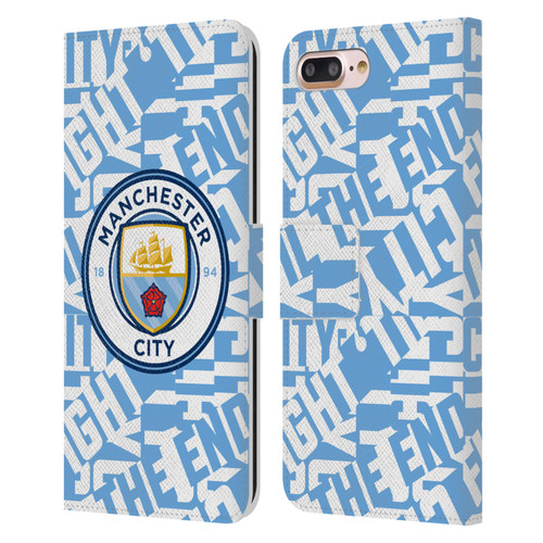 Manchester City Man City FC Graphics Sky Blue Pattern Fight Leather Book Wallet Case Cover For Apple iPhone 7 Plus / iPhone 8 Plus