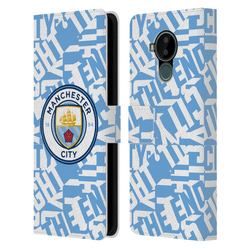 Manchester City Man City FC Graphics Sky Blue Pattern Fight Leather Book Wallet Case Cover For Nokia C30