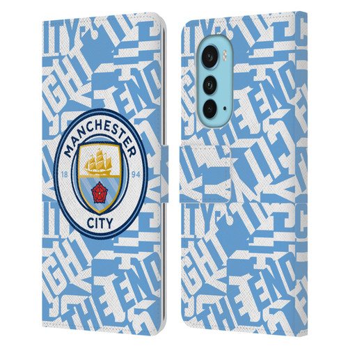 Manchester City Man City FC Graphics Sky Blue Pattern Fight Leather Book Wallet Case Cover For Motorola Edge (2022)