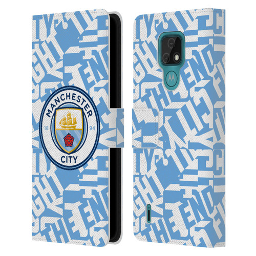 Manchester City Man City FC Graphics Sky Blue Pattern Fight Leather Book Wallet Case Cover For Motorola Moto E7