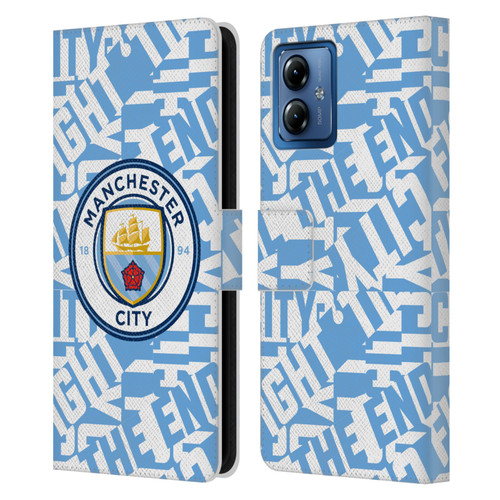 Manchester City Man City FC Graphics Sky Blue Pattern Fight Leather Book Wallet Case Cover For Motorola Moto G14