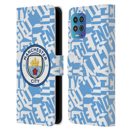 Manchester City Man City FC Graphics Sky Blue Pattern Fight Leather Book Wallet Case Cover For Motorola Moto G100